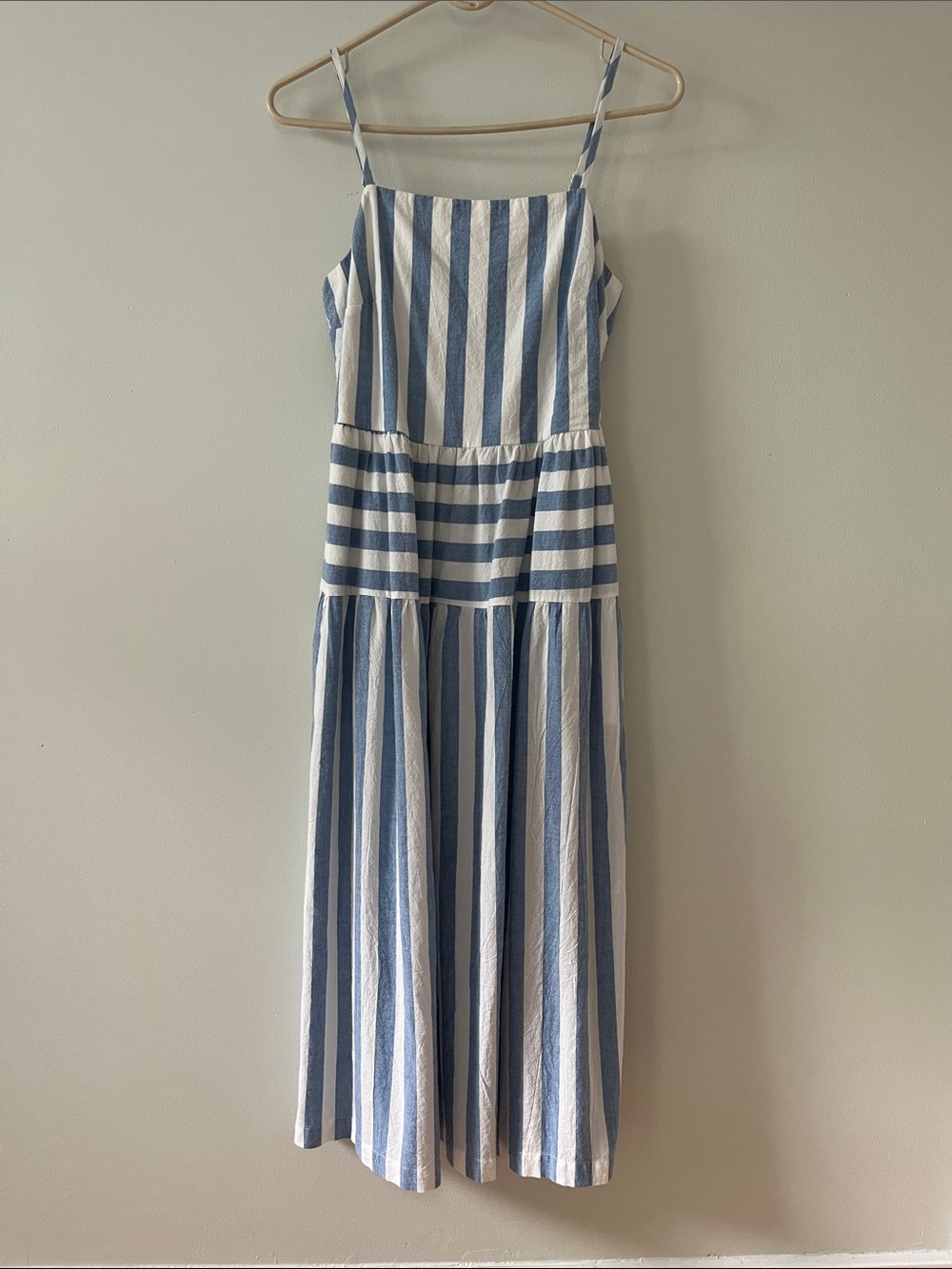 Blue and white striped cotton summer dress